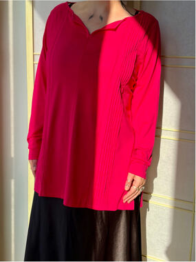 NWOT Lands’ End Pink Long Sleeve Notch Neck Tunic Top Size 1x